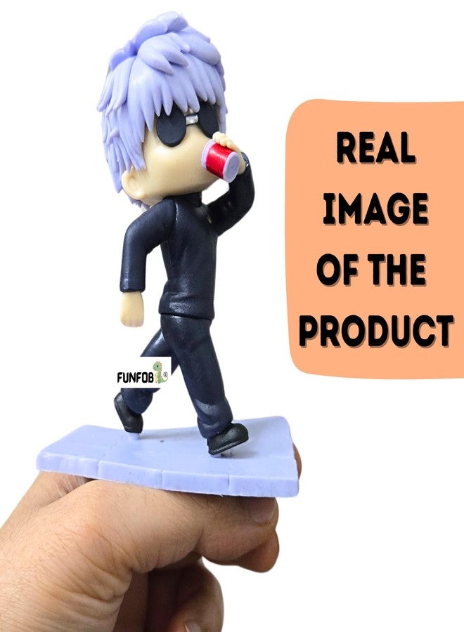 FUNFOB Jujutsu Kaisen Gojo Action Figure Height-11cm Collectible for Anime Fans Gojo Figurine PVC Multicolour | Go-jo Drinking Mini - Image 2